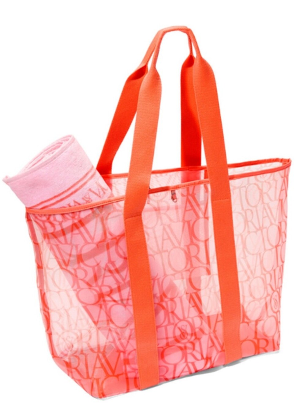 NWT Pink & Orange Mesh Beach Tote & Beach Towel - Picture 2 of 2